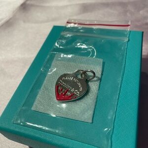 Authentic Tiffany& Co. Return to Tiffany Color Splash Heart Tag Charm- Pink Enam